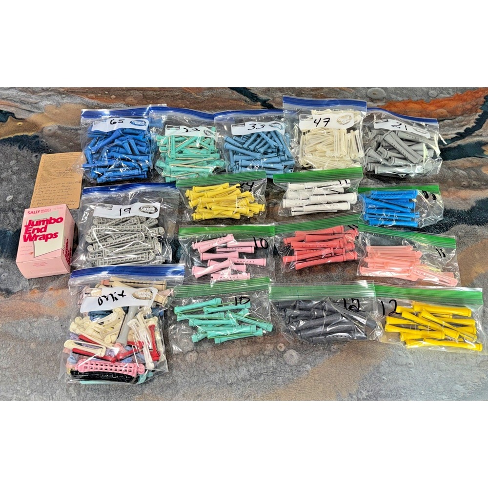 Vintage Perm Rods - Lot 329 pcs Mixed Sizes Colors Salon Hair Curlers